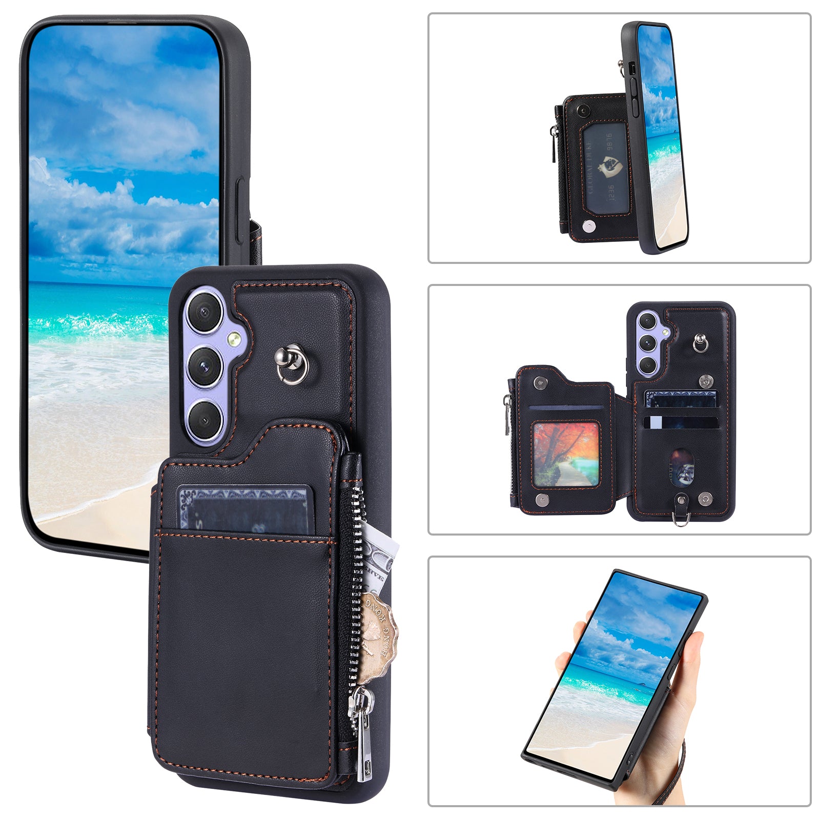 009 Phone Case for Samsung Galaxy A54 5G RFID Blocking PU TPU Bump Proof Cover Kickstand Zipper Wallet Shell with Strap 009 Phone Case for Samsung Galaxy A54 5G RFID Blocking PU TPU Bump Proof Cover Kickstand Zipper Wallet Shell with Strap